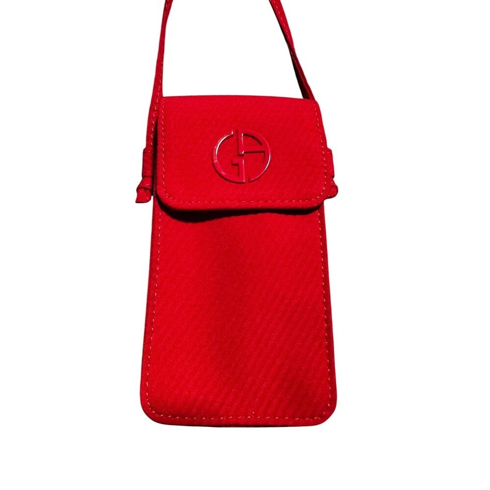 Giorgio Armani Red Bag perfect for mini makeup’s w/ Strap Snap Closure NWOT